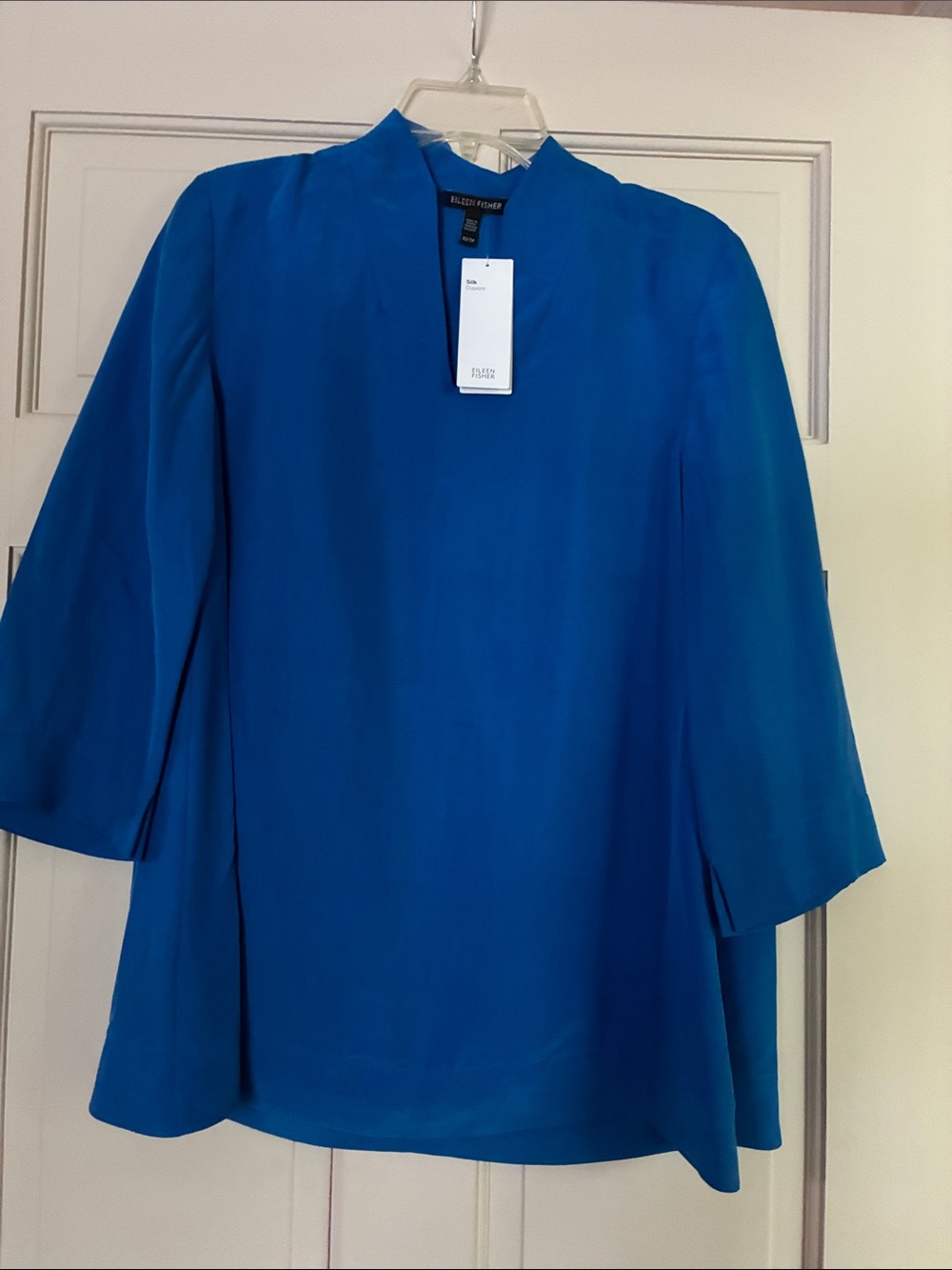 Eileen Fisher Vibrant Teal Blue Notch-Neck Tunic